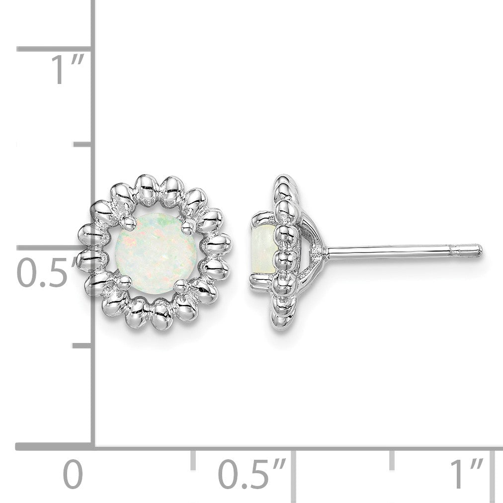 Sterling Silver Rhod-plat Milky Opal Earrings