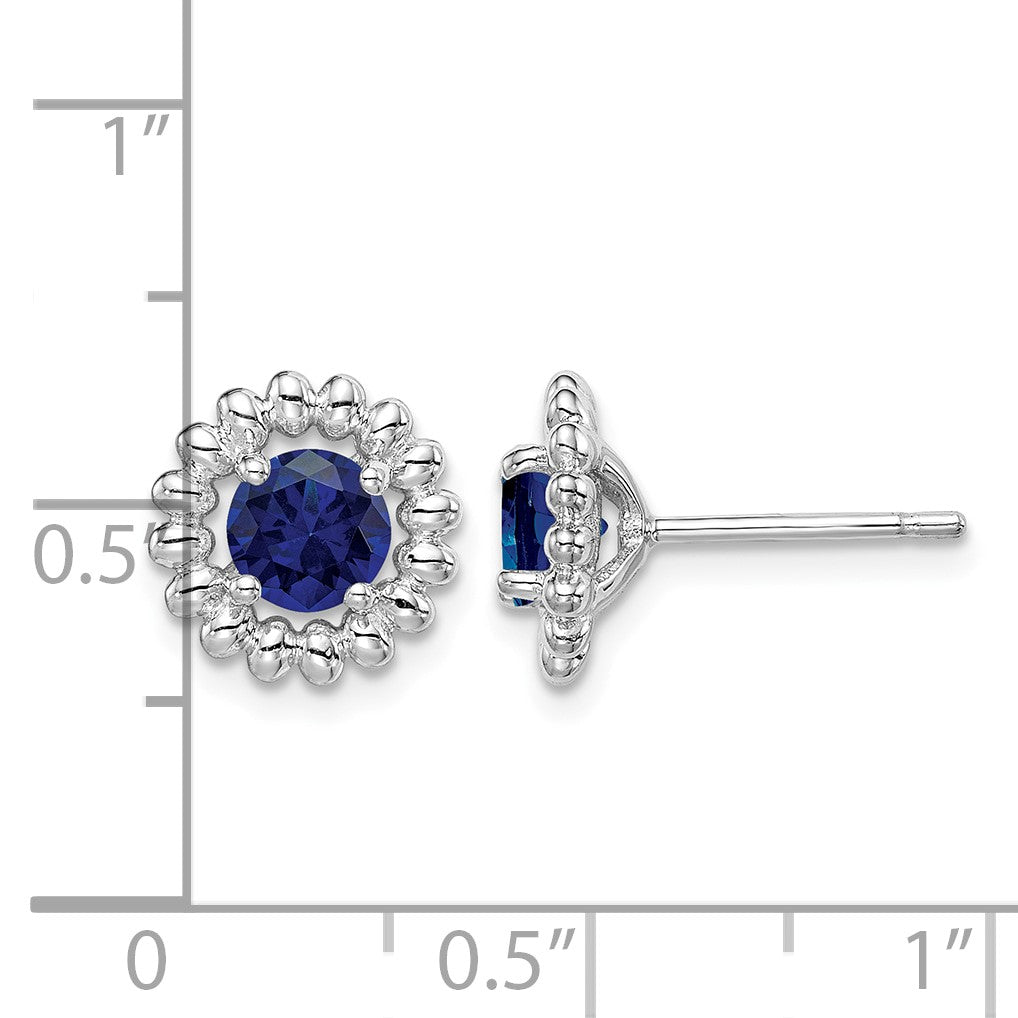 Sterling Silver Rhodium-plated Created Sapphire Earrings
