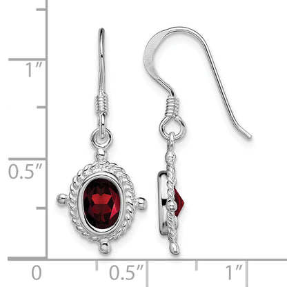 Sterling Silver Rhodium-plated Fancy Garnet Earrings