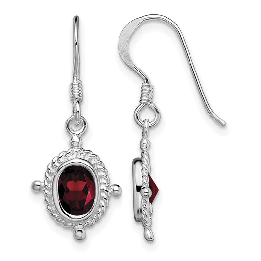Sterling Silver Rhodium-plated Fancy Garnet Earrings