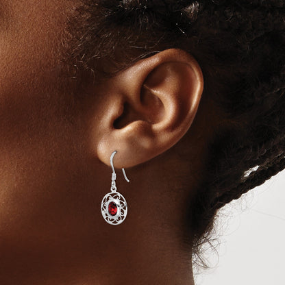 Sterling Silver Rhodium-plated Fancy Garnet Earrings