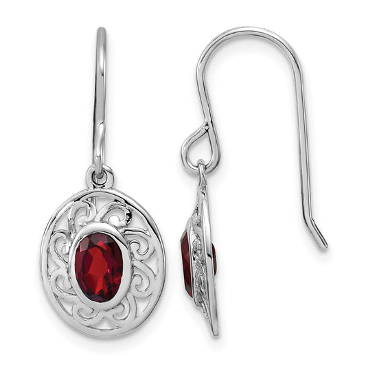 Sterling Silver Rhodium-plated Fancy Garnet Earrings