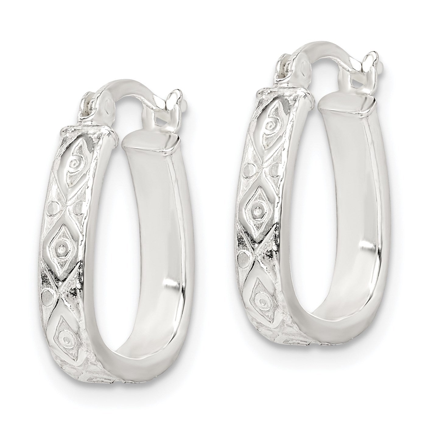 Sterling Silver Patterned 3mm Hoop Earrings