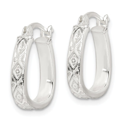 Sterling Silver Patterned 3mm Hoop Earrings