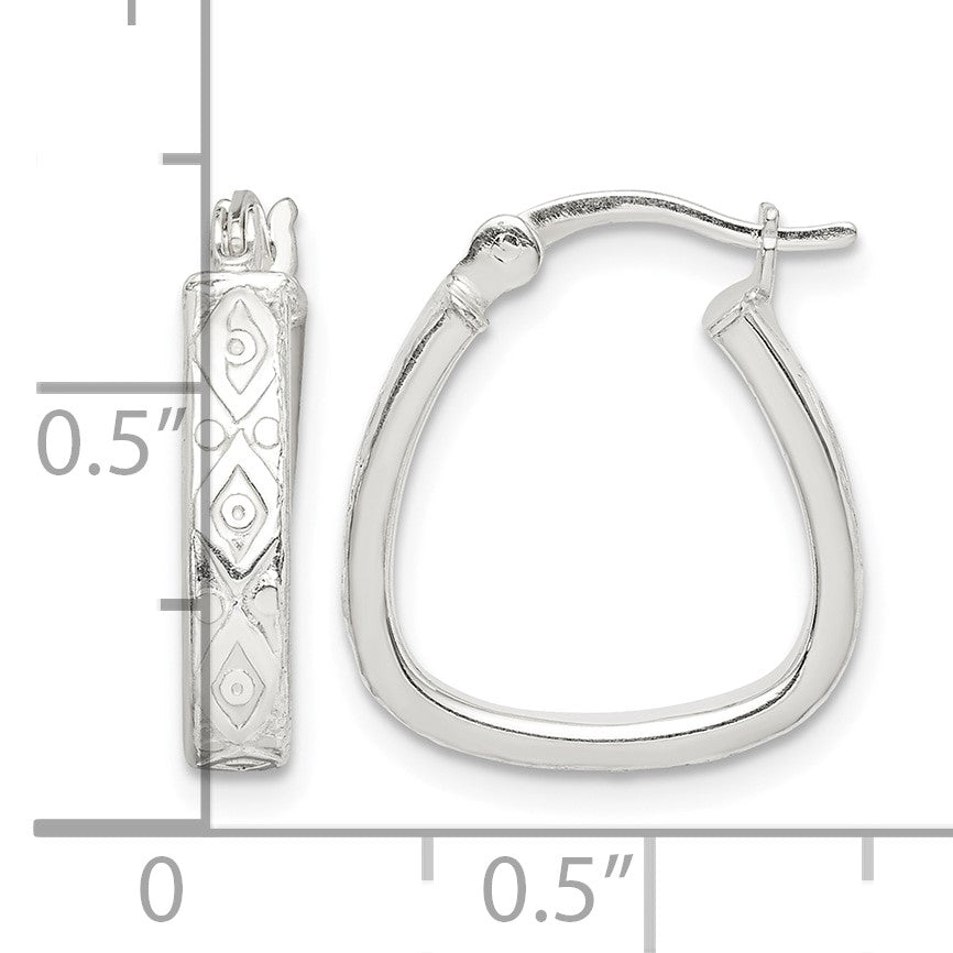 Sterling Silver Patterned 3mm Hoop Earrings