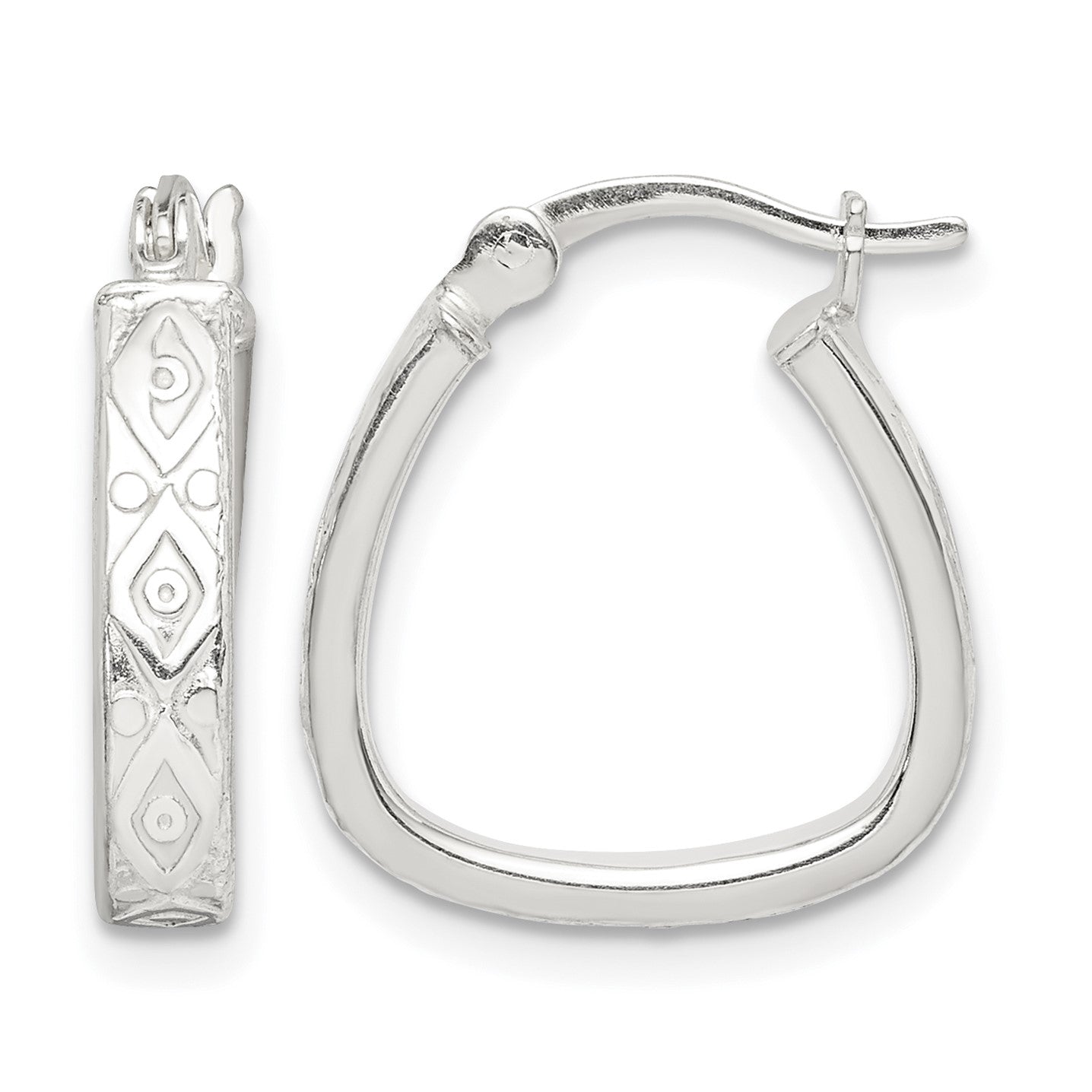 Sterling Silver Patterned 3mm Hoop Earrings