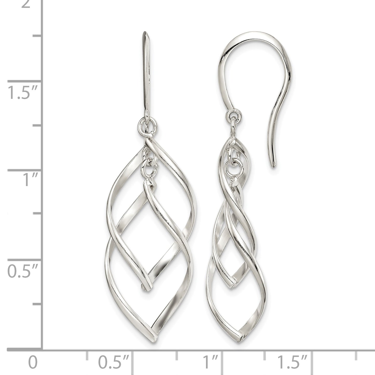 Sterling Silver Polished Fancy Twisted Dangle Earrings