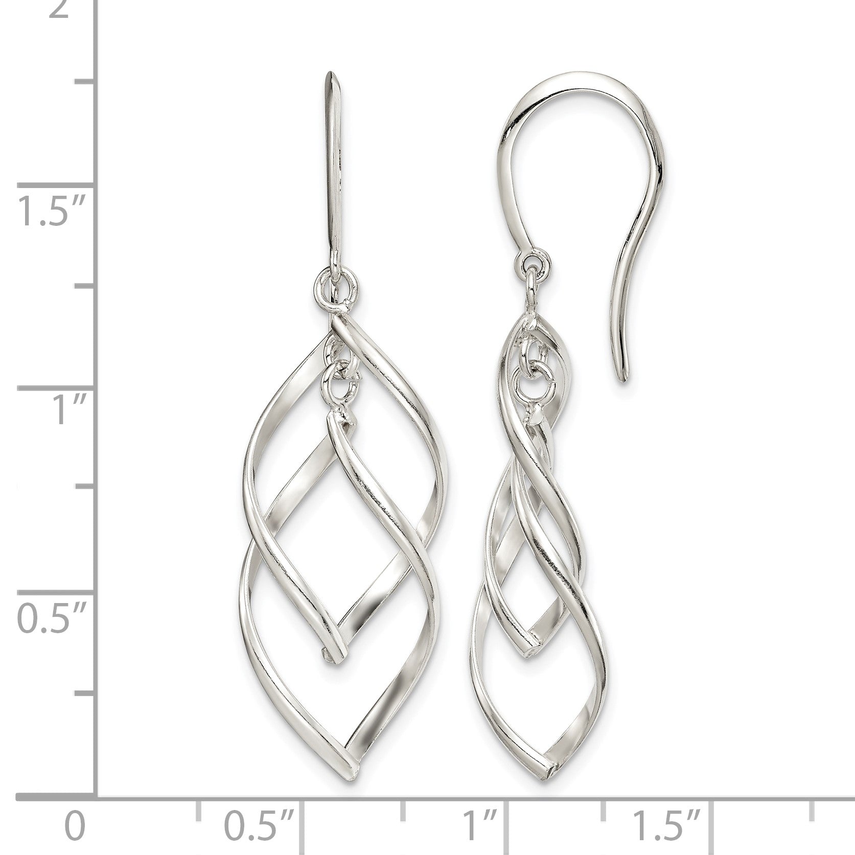 Sterling Silver Polished Fancy Twisted Dangle Earrings
