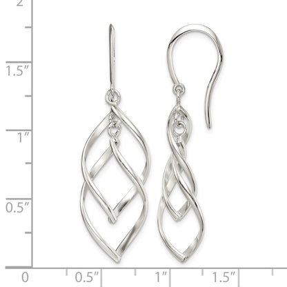 Sterling Silver Polished Fancy Twisted Dangle Earrings