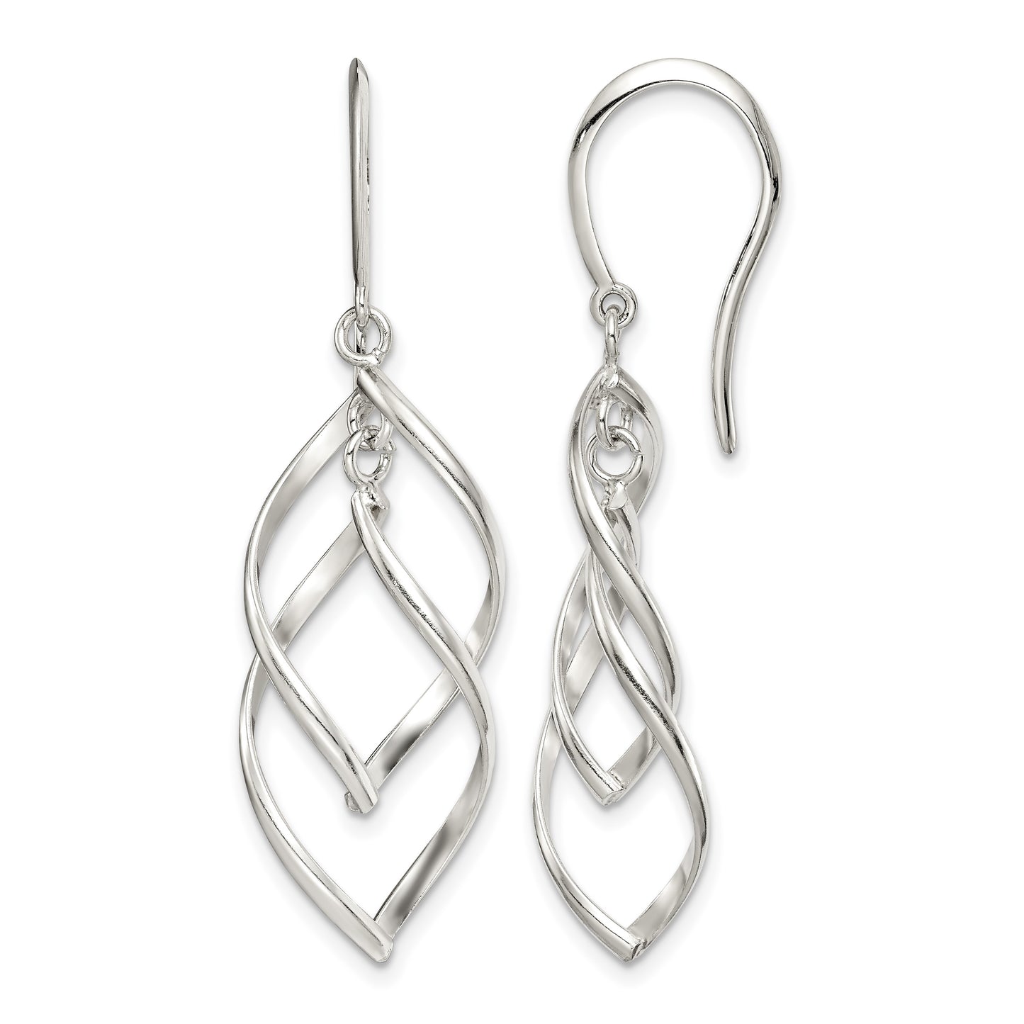 Sterling Silver Polished Fancy Twisted Dangle Earrings