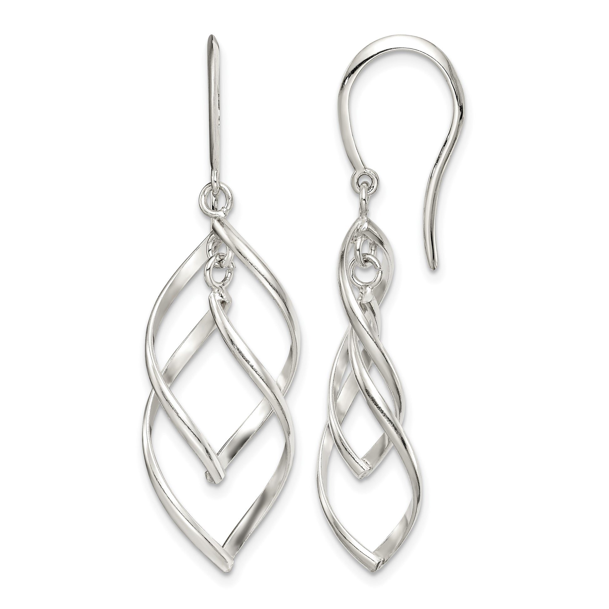 Sterling Silver Polished Fancy Twisted Dangle Earrings