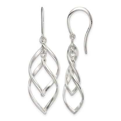 Sterling Silver Polished Fancy Twisted Dangle Earrings