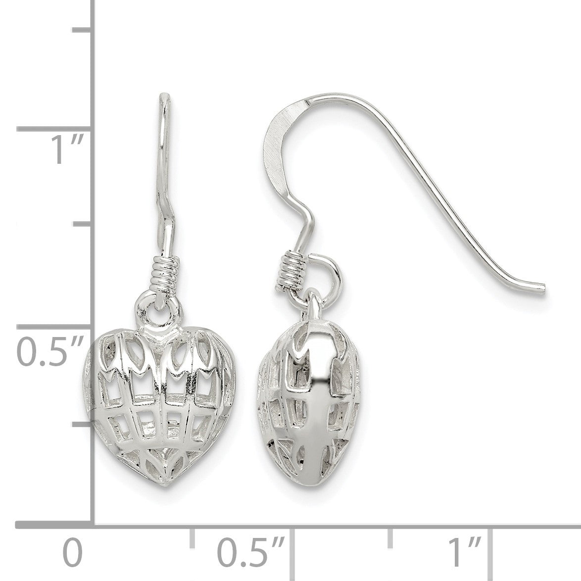Sterling Silver Heart Dangle Earrings