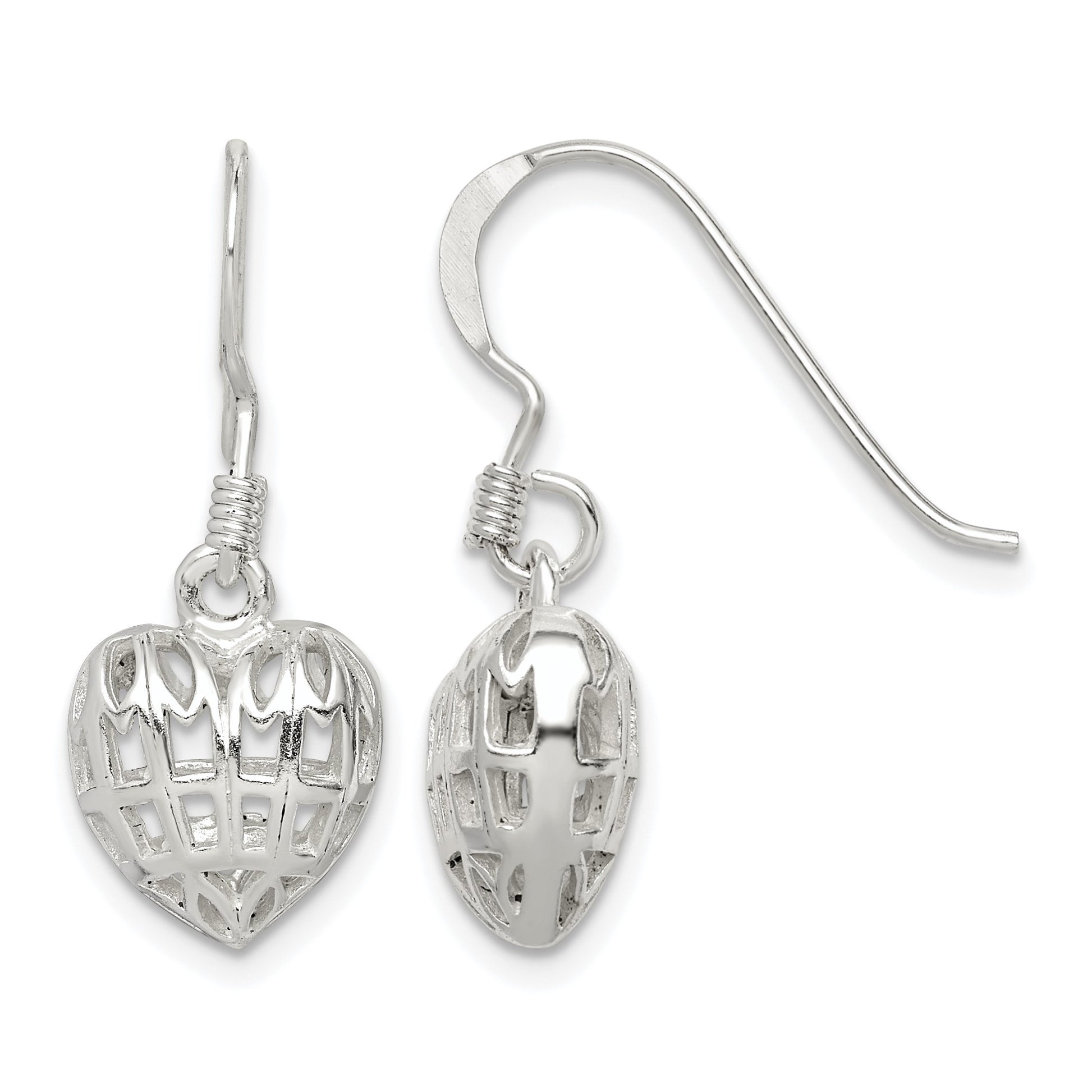 Sterling Silver Heart Dangle Earrings