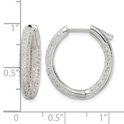 Sterling Silver CZ Hinged Hoop Earrings