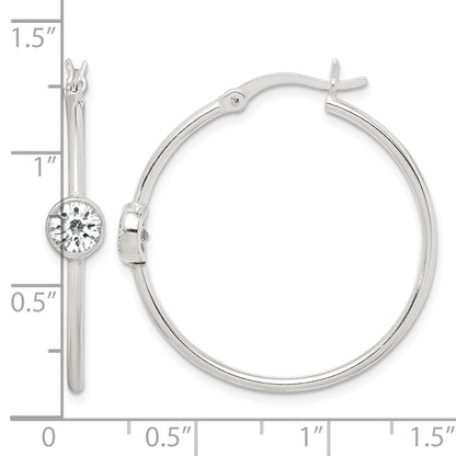 Sterling Silver CZ Polished Hoop Earrings