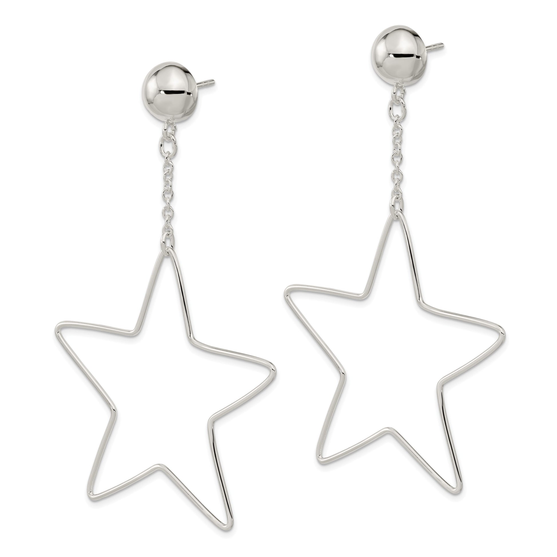 Sterling Silver Star Dangle Post Earrings