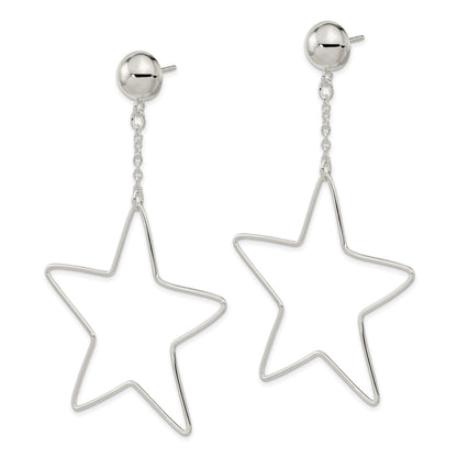 Sterling Silver Star Dangle Post Earrings
