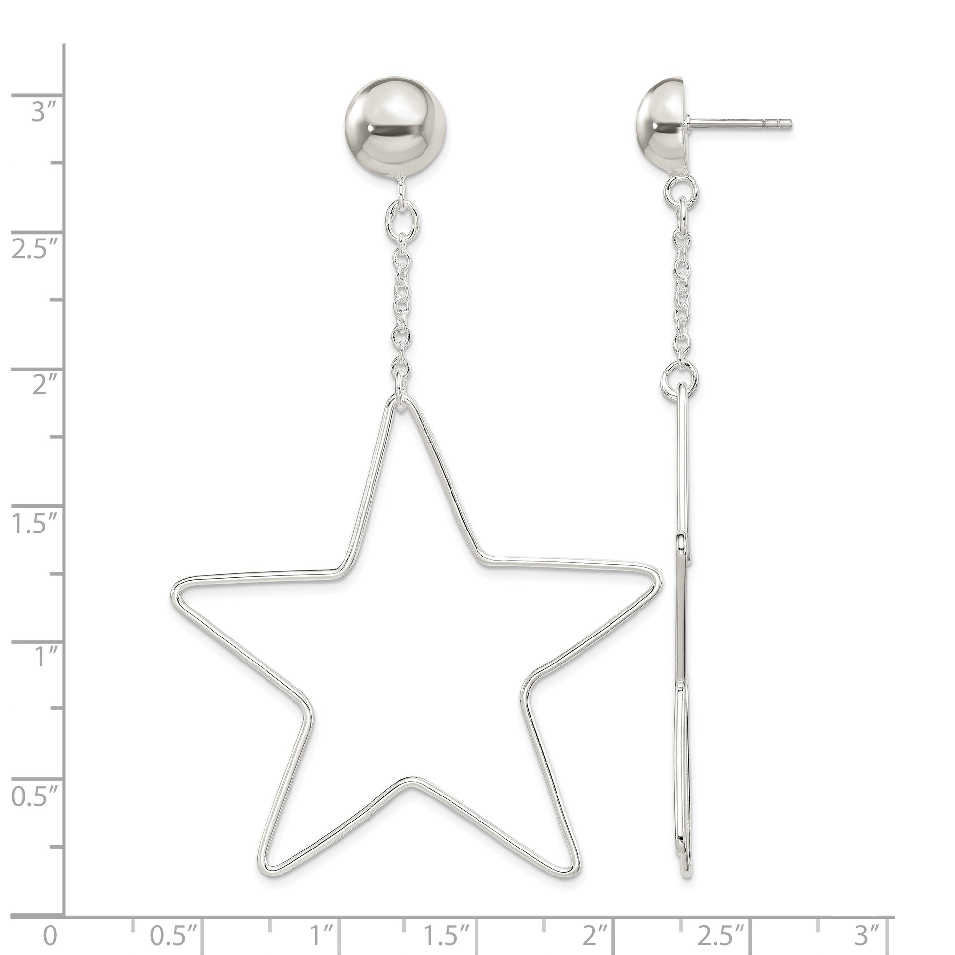 Sterling Silver Star Dangle Post Earrings