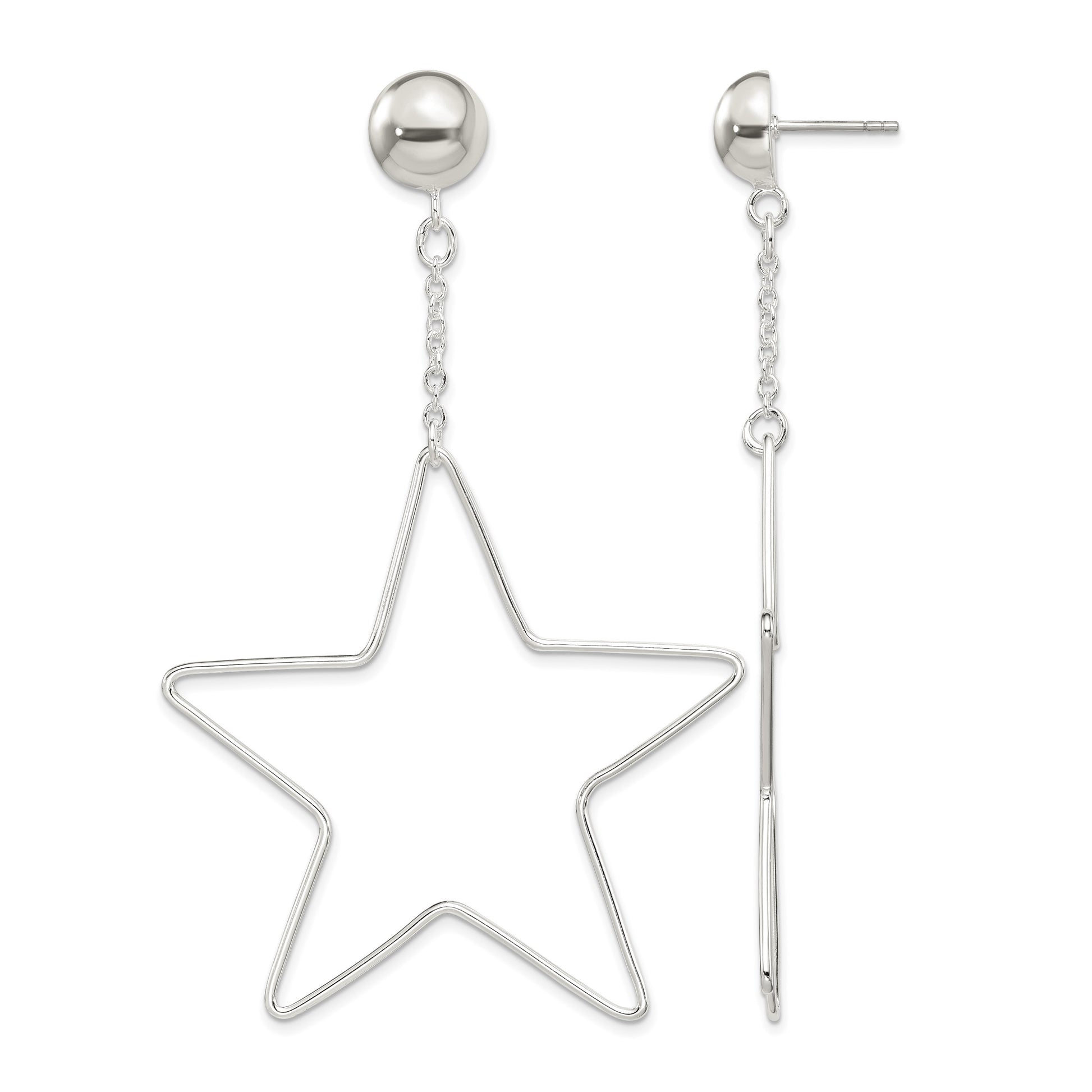 Sterling Silver Star Dangle Post Earrings