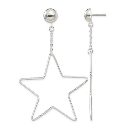 Sterling Silver Star Dangle Post Earrings