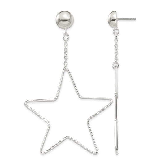 Sterling Silver Star Dangle Post Earrings