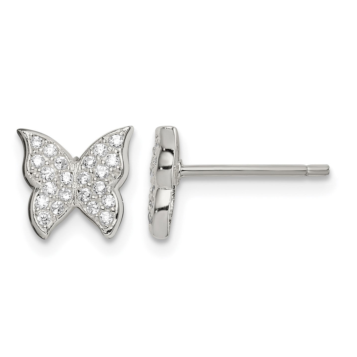 Sterling Silver CZ Butterfly Post Earrings