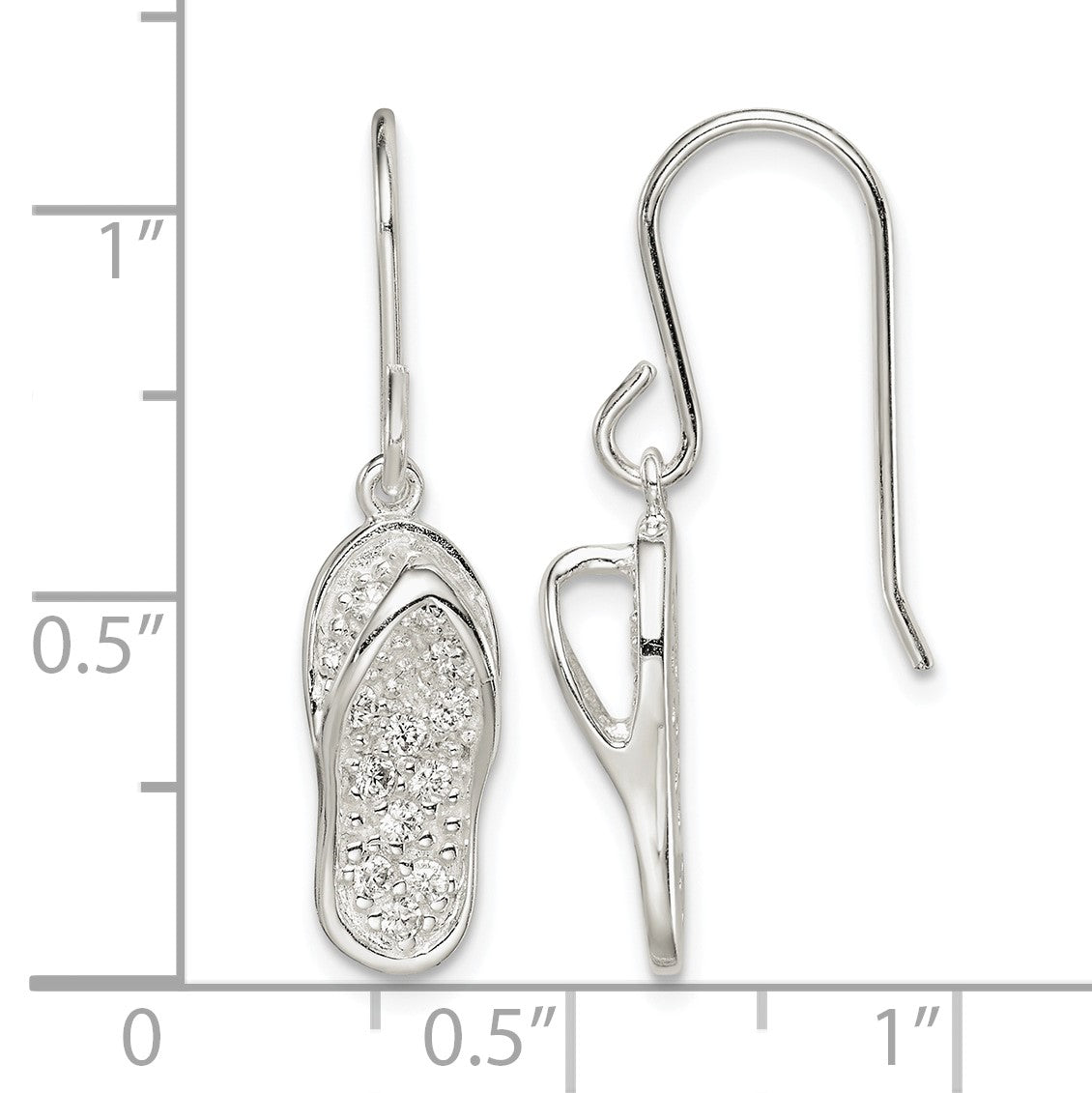 Sterling Silver CZ Flip-Flop Dangle Earrings
