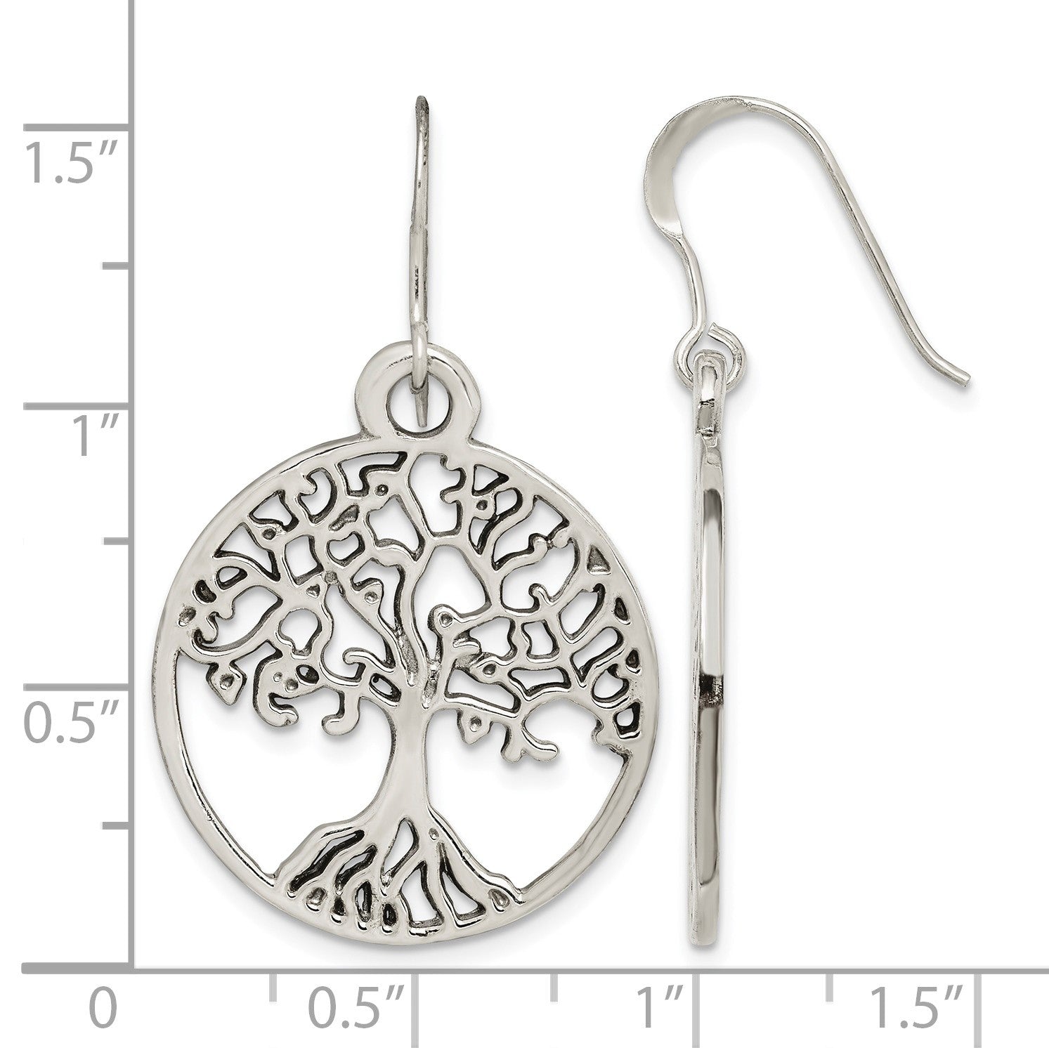 Sterling Silver Tree of Life Dangle Earrings