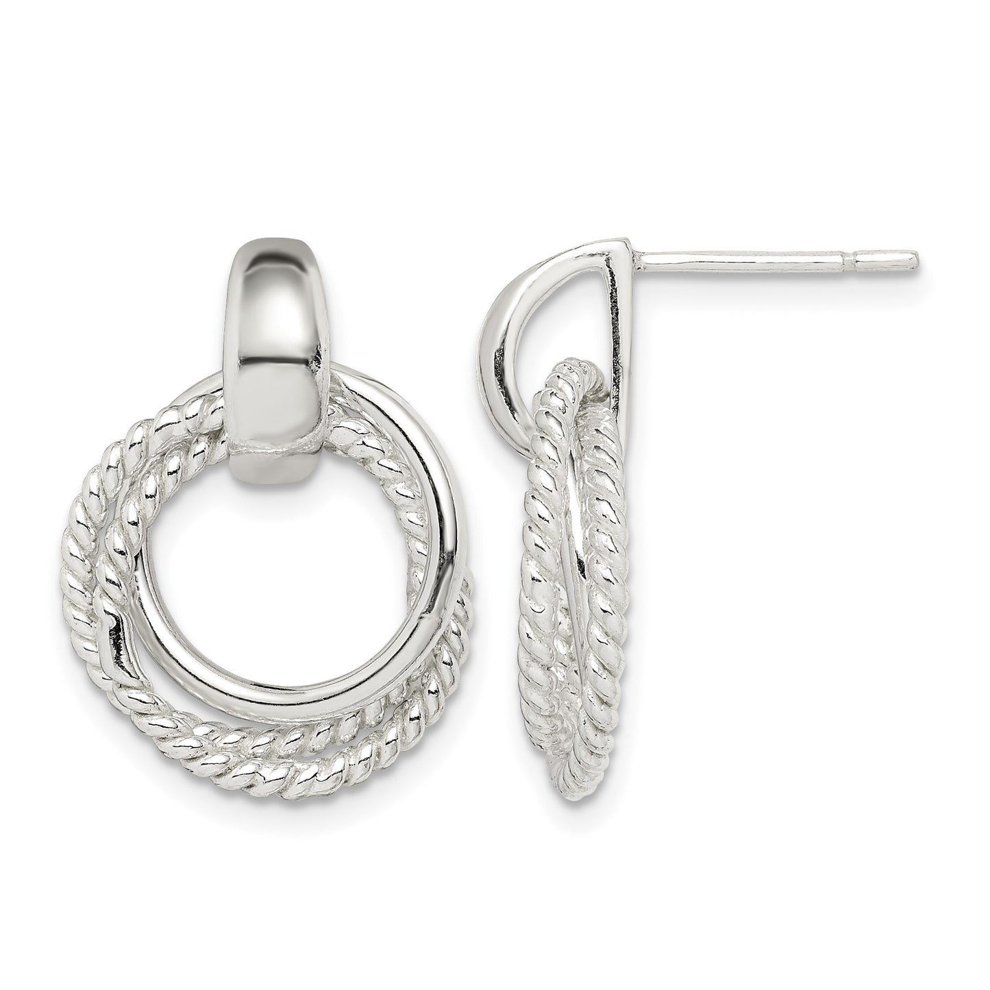 Sterling Silver Twisted Post Dangle Earrings