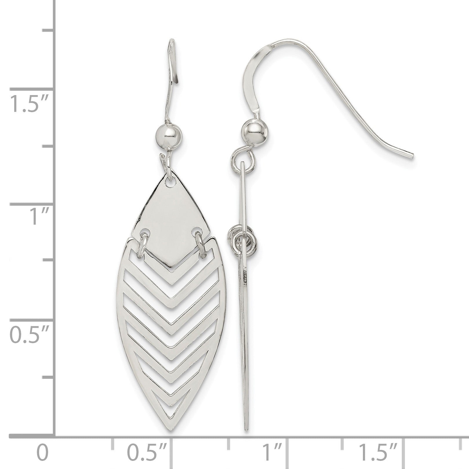 Sterling Silver Polished Leaf Dangle Earrings
