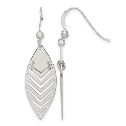 Sterling Silver Polished Leaf Dangle Earrings