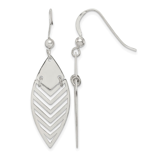 Sterling Silver Polished Leaf Dangle Earrings