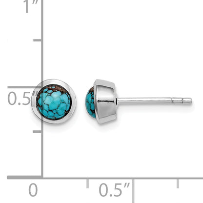 Sterling Silver Round Turquoise Post Earrings