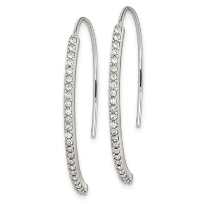 Sterling Silver Rhodium-plated Crystal Threader Dangle Earrings