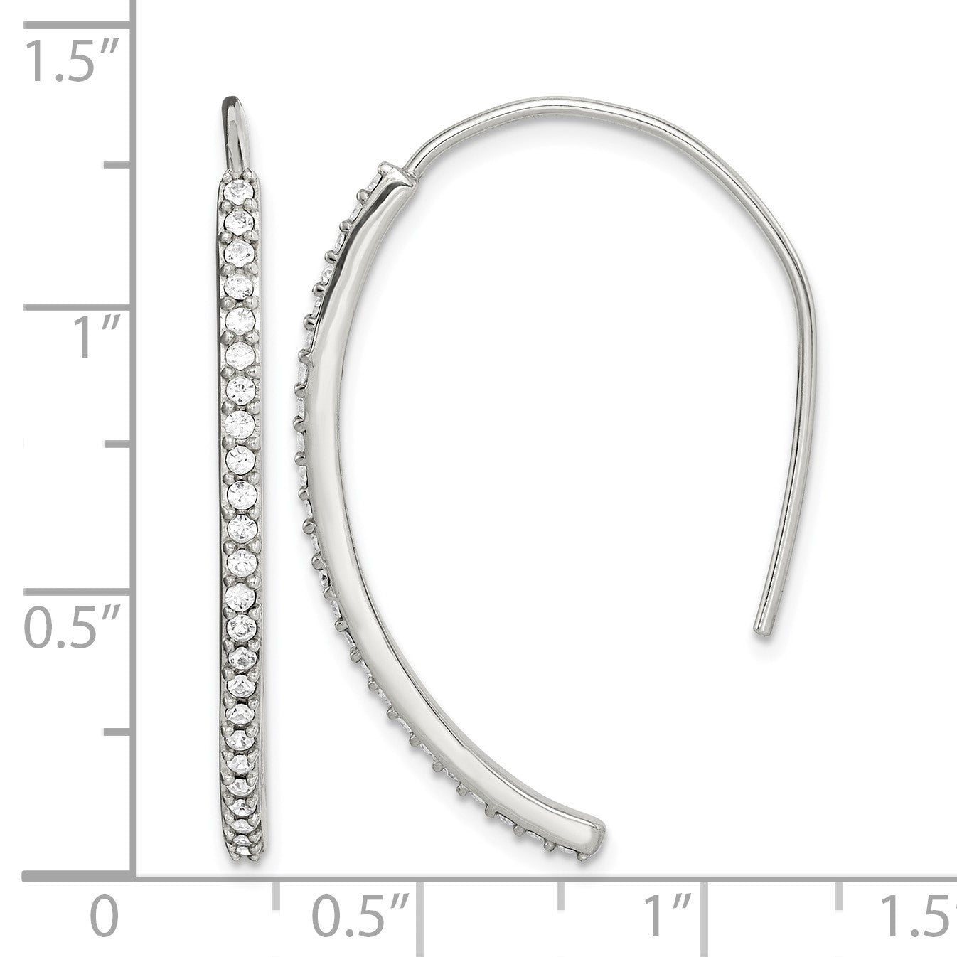 Sterling Silver Rhodium-plated Crystal Threader Dangle Earrings