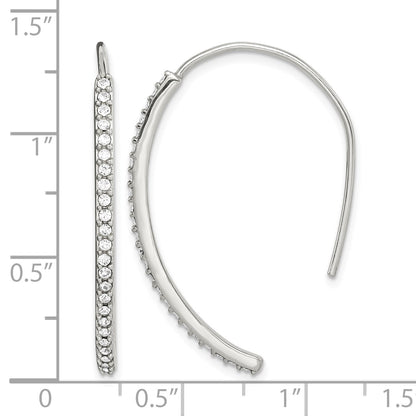 Sterling Silver Rhodium-plated Crystal Threader Dangle Earrings