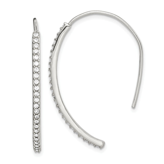Sterling Silver Rhodium-plated Crystal Threader Dangle Earrings