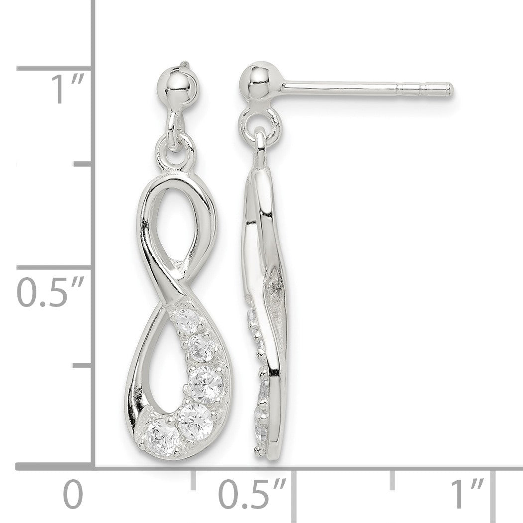 Sterling Silver CZ Infinity Loop Dangle Earrings