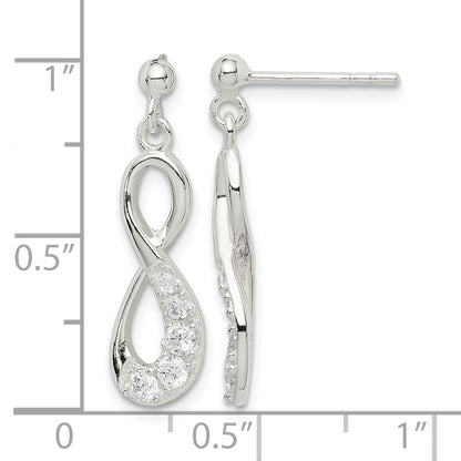 Sterling Silver CZ Infinity Loop Dangle Earrings
