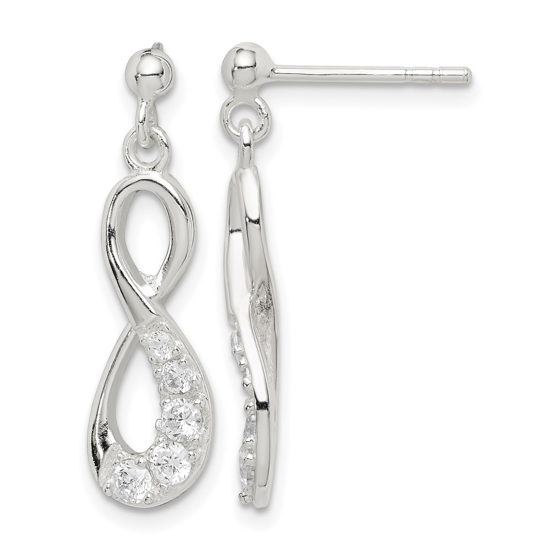 Sterling Silver CZ Infinity Loop Dangle Earrings