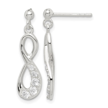 Sterling Silver CZ Infinity Loop Dangle Earrings