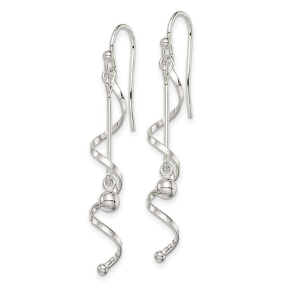 Sterling Silver Polished Twisted Dangle Earrings
