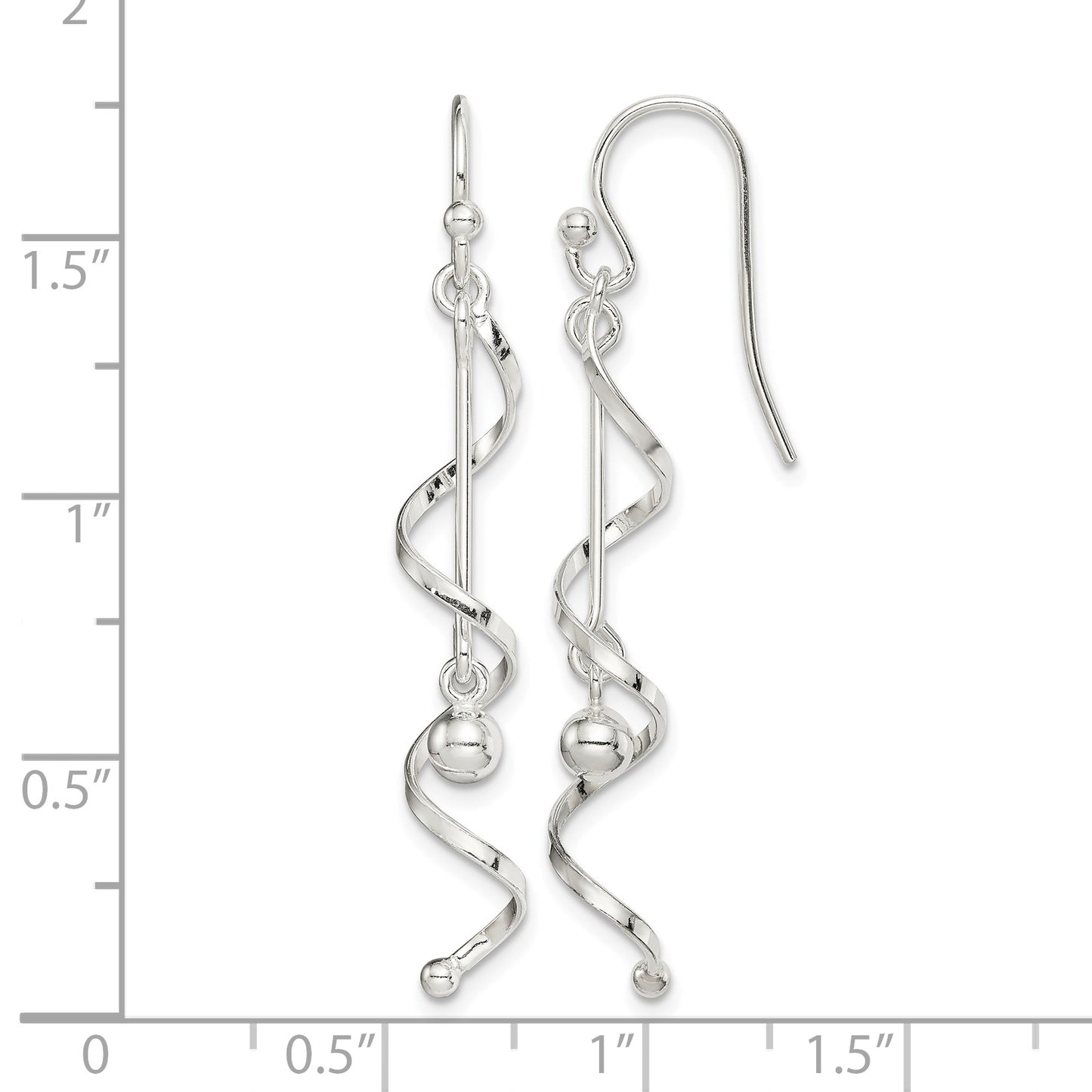Sterling Silver Polished Twisted Dangle Earrings
