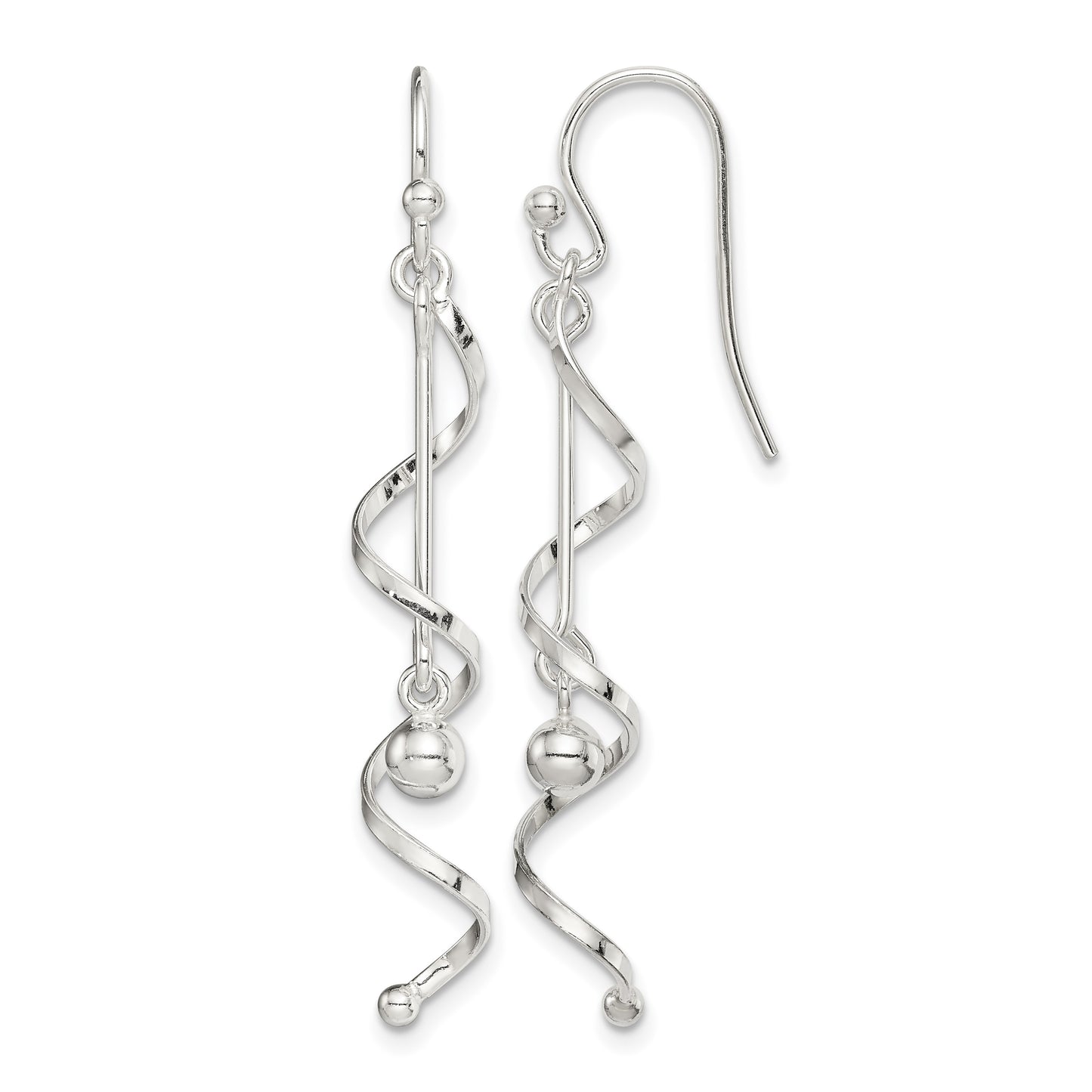 Sterling Silver Polished Twisted Dangle Earrings
