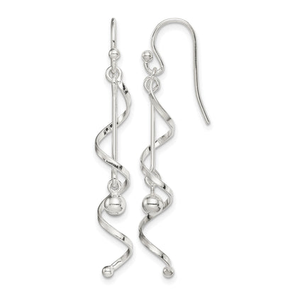 Sterling Silver Polished Twisted Dangle Earrings