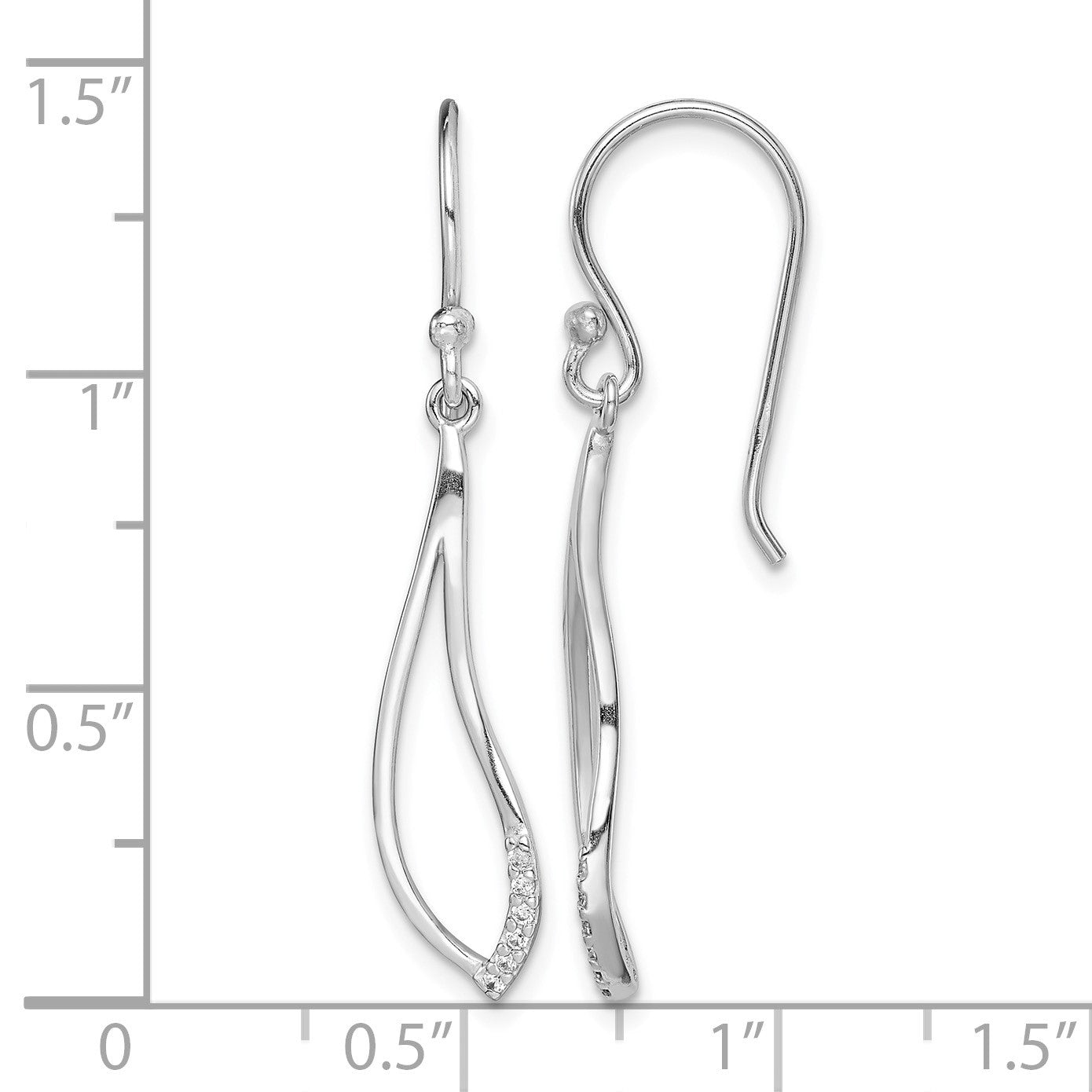Sterling Silver Rhodium-plated Polished CZ Dangle Earrings