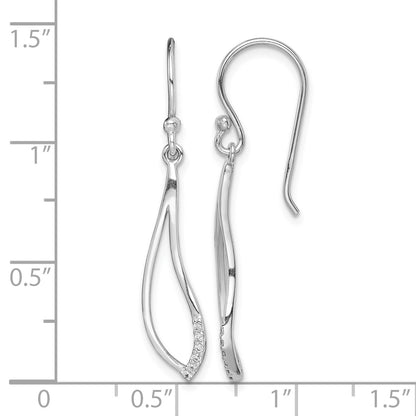 Sterling Silver Rhodium-plated Polished CZ Dangle Earrings