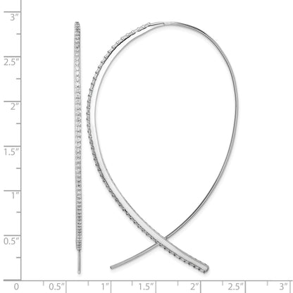 Sterling Silver Rhodium-plated CZ Threader Earrings