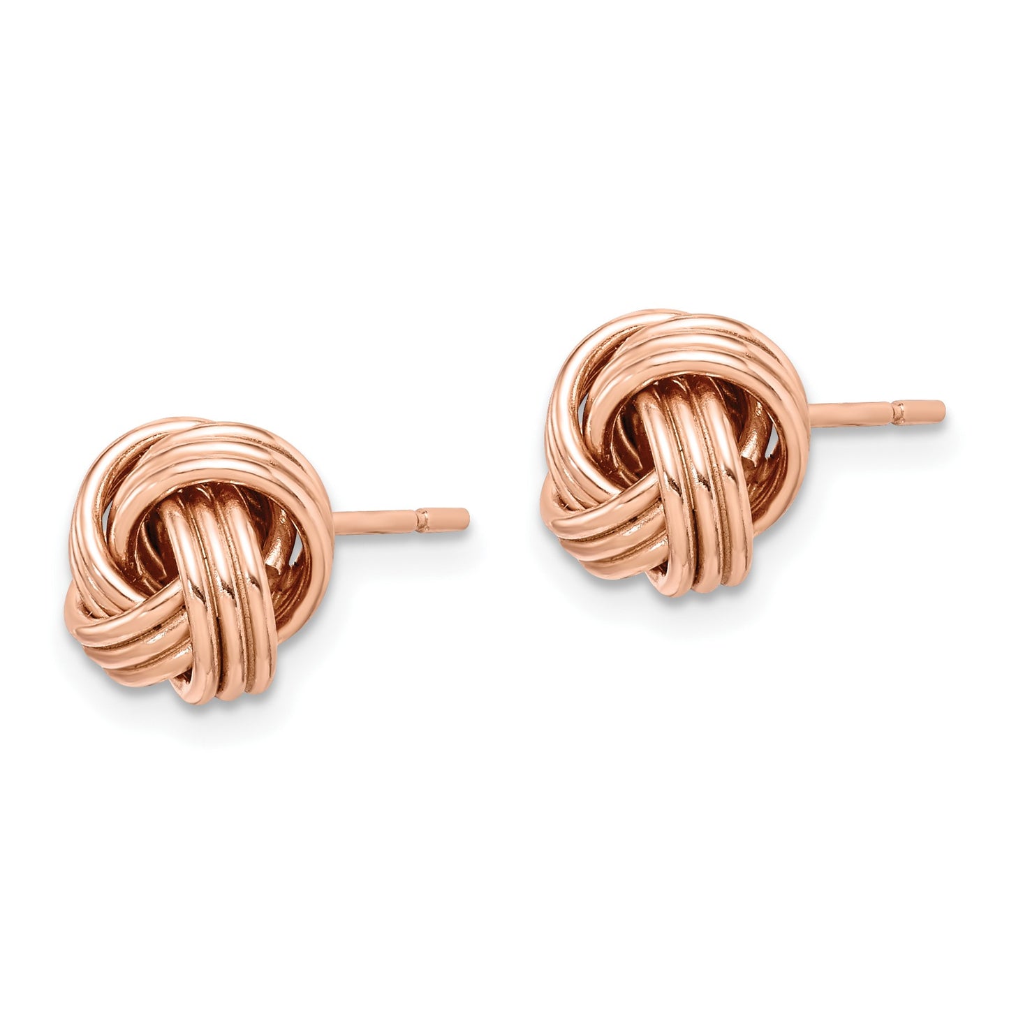 Sterling Silver Rose-tone Love Knot Post Earrings